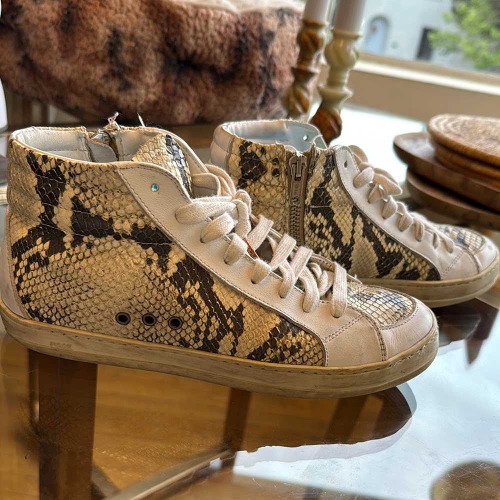 Snakeskin High-Top Sneakers